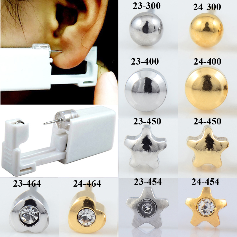 24Pcs Steel Crystal Surgical Piercing Ear Stud Earrings for Piercing Gun Tool 