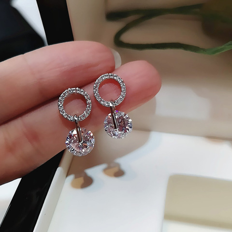 Huitan Korean Partysu Style Brilliant Cubic Zirconia Women Drop Earrings 4 Colors Simple Stylish Female Delicate Earring Jewelry ► Photo 1/6