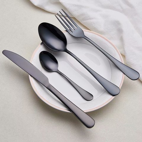 Spklifey Black Dinnerware Set Cutlery Stainless Steel Black Cutlery Set Rainbow Dinner Tableware Wedding Silverware Set ► Photo 1/6