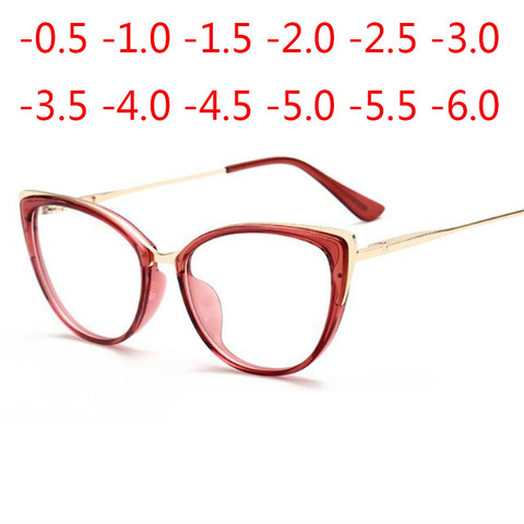 Cat Eye  Spectacle Women Anti-blue light Optical Eyewear Myopia Lens Glasses Diopter 0 -0.5 -0.75 -1.0 -2.0 -2.5 -3.0 To -6.0 ► Photo 1/6