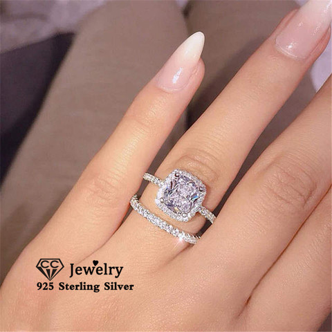 CC Sets Rings For Women S925 Silver Couple Cubic Zirconia Set Ring Bridal Wedding Engagement Fine Jewelry Drop Shipping CC3138 ► Photo 1/6