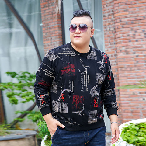 Oversized Men Sweatshirt Spring Autumn Long Sleeve Tops Pattern Male Loose Cotton Plus Size 6XL 7XL 8XL 10XL  Black Sweatershirt ► Photo 1/6