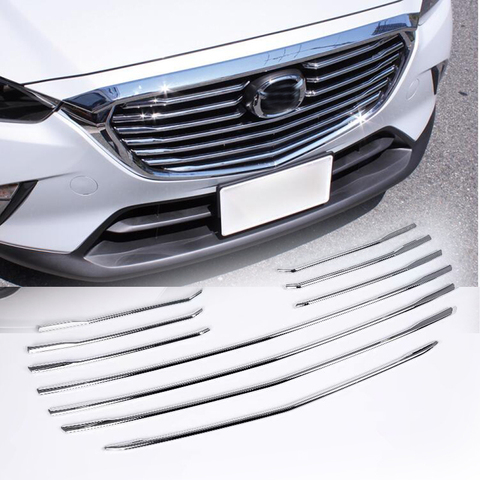 10pcs Bezel Accessories Bright Silver For Mazda CX-3 CX3 2016 2017 2022 Car Styling Front Grille Grill Molding Cover Trim ► Photo 1/5