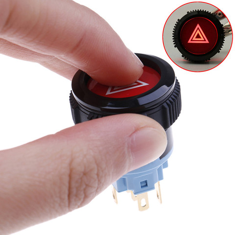 22mm Device Switch Car Button Double Flash Switch Start Button 12V/24V With Light Self-Locking Warning Symbol Button ► Photo 1/6