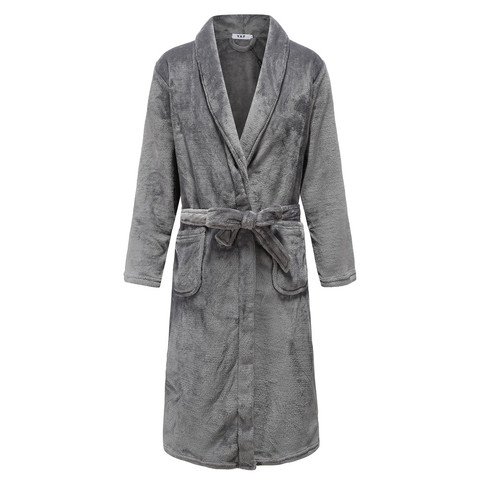 Warm Casual Softy Sleepwear Men Nightgown With Belt Sleep Dress Padded Flannel Long Kimono Bathrobe Gown Winter New Thicken Robe ► Photo 1/6