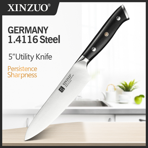 XINZUO 5'' inch Utility Knife Germany 1.4116 Steel Multi Function Utility Kitchen Knives Steel Sharp Cleaver Slicing Knives ► Photo 1/6