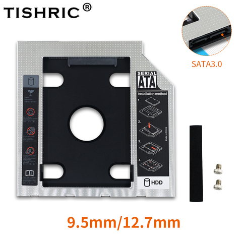 TISHRIC 2nd Hdd Caddy SSD SATA 3.0 2.5 Hard Disk Enclosure Adapter 9.5mm 12.7mm Caddy Case For Laptop CD-ROM DVD-ROM Optical Bay ► Photo 1/6