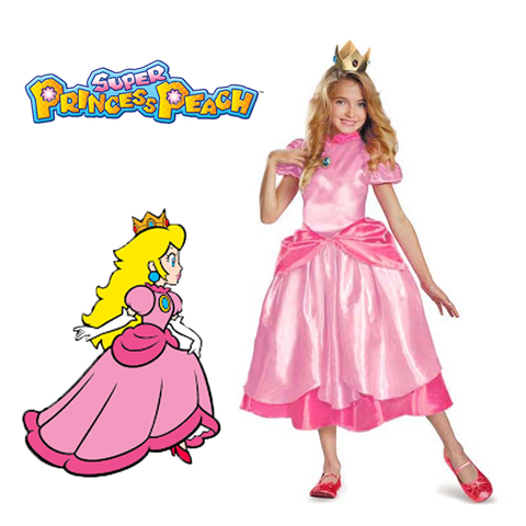 Princess Peach/Super Mario Bros Costume Classic Game Mario Costume Kids ...