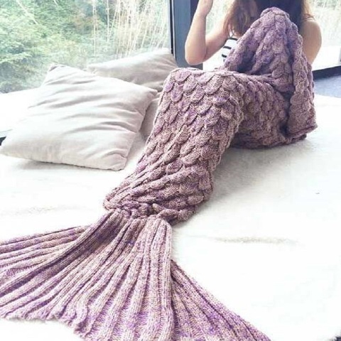 CAMMITEVER 17 Colors Mermaid Blanket Blankets Knitting Fish Tail Blanket Sofa Cover Birthday Gifts For Girls ► Photo 1/6