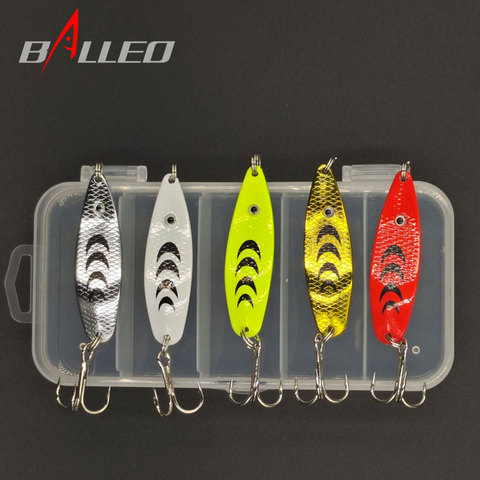 Balleo 5PCS/Spoon Lure Metal spinner Lure Kit Set 7g Fishing spinner lure Sequins with Box Treble Hooks Fishing Tackle hard Bait ► Photo 1/6