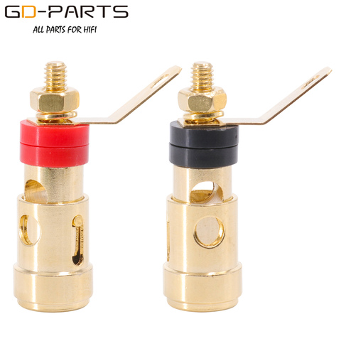 Gold plated Brass Speaker AMP Binding Post Spring Loaded Press Clip Terminal Connectors For Hifi Audio Amplifier Subwoofer 1PC ► Photo 1/6