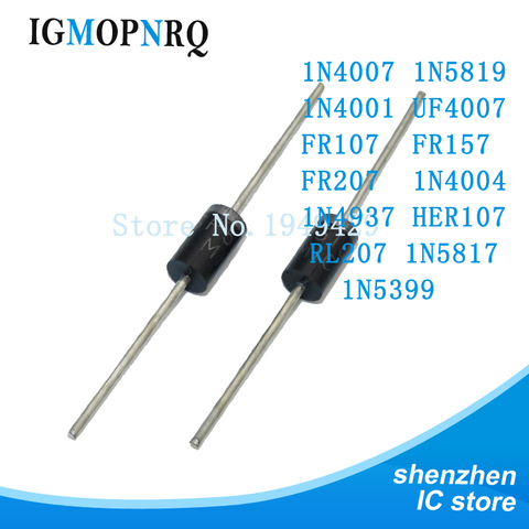 Buy Online 100pcs 1n4007 1n5819 1n4001 Uf4007 Fr107 Fr157 Fr7 1n4004 1n4937 Her107 Rl7 1n5817 1n5399 Do 41 Rectifier Diode Alitools