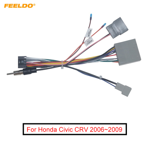 FEELDO Car Multimedia 16Pin Wiring Connector with Radio Antenna Adapter for Honda Civic CRV 2006~2009 Power Wire #FD6227 ► Photo 1/6