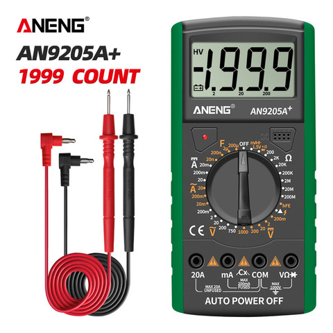 ANENG DT9205A+Digital Multimeter LCD 1999 Count Manual Range Universal Meter AC DC Resistance Capacitance Transistor Tester ► Photo 1/6