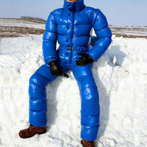 Men Ski Suit Bright Color Hooded Jacket Winter Fashion Jumpsuit Solid Slim Fit Playsuit Male Parka Outfits Zipper Jackets Coats ► Photo 1/6