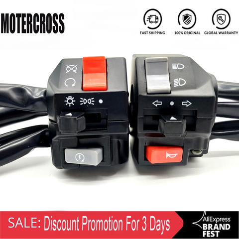 22mm Motorcycle Switches Motorbike Horn Button Turn Signal Electric Fog Lamp Light Start Handlebar Controller Switch ► Photo 1/6