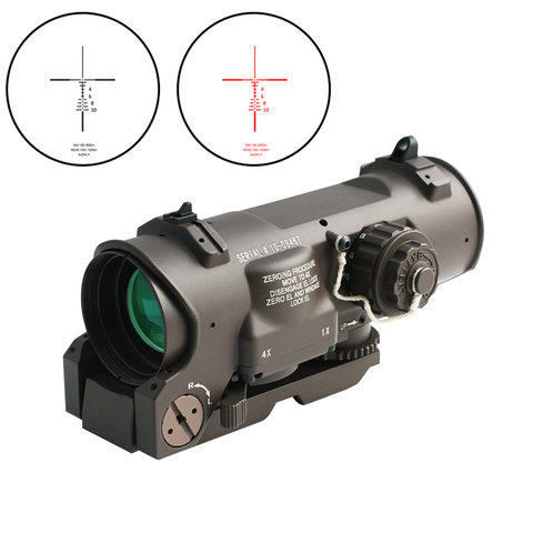 Tactical Rifle Scope 1x-4x Fixed Dual Purpose Scope Red illuminated Red Dot Sight for Rifle Hunting Shooting with Rubber Covers ► Photo 1/6