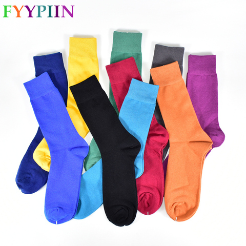 Men's socks Solid Color Cotton Socks High quality Black Blue Red Business Casual 10 colors Dress Autumn and winter Socks Men ► Photo 1/6