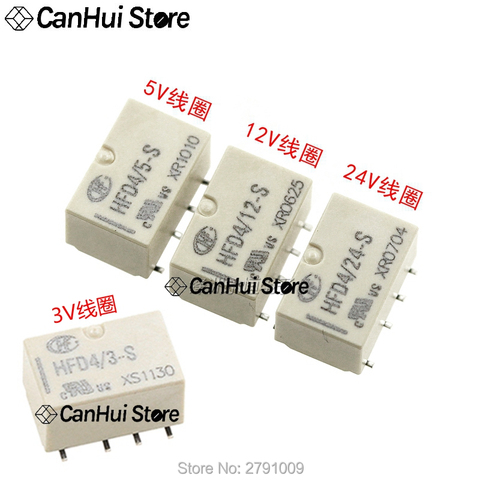 1Pcs HongFa Signal Relay HFD4/3-S HFD4/5-S HFD4/12-S HFD4/24-S 3V,5V,12V,24V 2A 8-pin two group conversion SMD SMT ► Photo 1/5