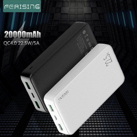 FERISING 20000mAh SCP VOOC 5A Power Bank 22.5W USB Type C External Battery Charger Quick Charge QC3.0 4.0 PD Powerbank Mi banks ► Photo 1/6