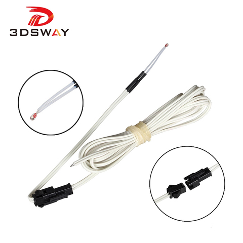 3DSWAY 3D Printer Parts 1M/1.5M/2M NTC100K Glass Sealed Thermistor Temperature Sensor B3950 with Plug Connectorcable 1pcs  ► Photo 1/6