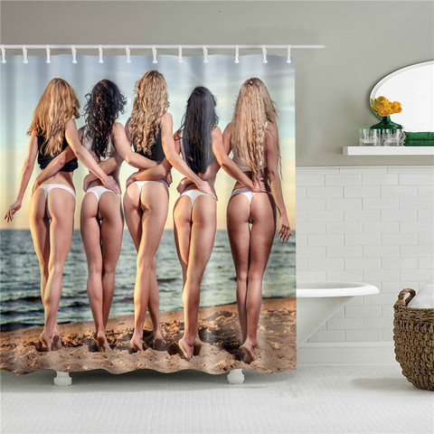 Sexy Woman Printed Shower Curtains Bathroom Curtain Fabric Funny Waterproof Macrame Screen Home  Decor with Hanging Ring ► Photo 1/6