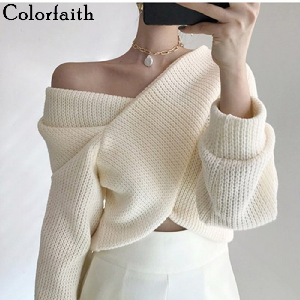 olorfaith 2022 Autumn Winter Women Pullover V-neck Sexy Off Shoulder Sweater  Knitted Stylish Casual Korean Female Jumpers SW3053 - Price history u0026  Review | AliExpress Seller - Colorfaith Official Store | Alitools.io