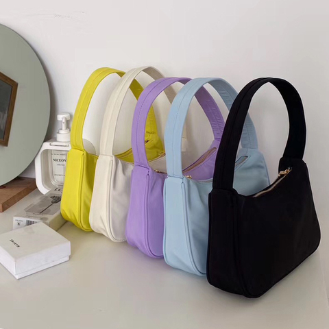 2022 Vintage Women Baguette Bag Female Handbags Ladies Small Shoulder Bags Designer Nylon Zipper Oxter Axillary Bag Purse Whole ► Photo 1/6