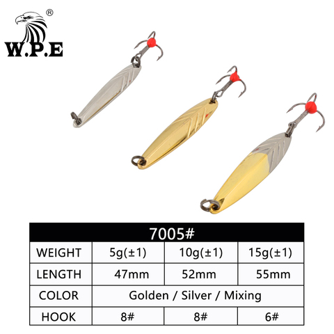 W.P.E Ice Winter Fishing Lure 1pcs 5g/10g/15g/20g/25g Balancers Hard Fishing Lure Spoon Metal Fishing Tackle Pesca Treble Hook ► Photo 1/6