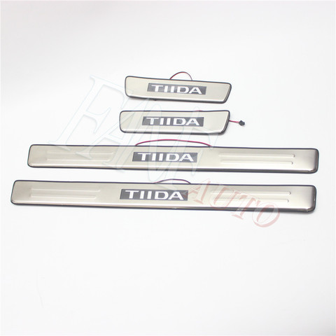 Stainless Steel Led Door Sill Scuff Plate Guard Sills Protector Trim For Nissan Tiida 2004-2012 C11 ► Photo 1/6