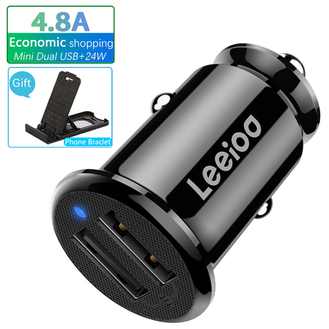 4.8A Mini Car Dual USB Charger Adapter 24W Auto Fast Charging 2 Port For Tablet DVR Camera GPS Switch Samsung iPhone 11 X 8 7 6 ► Photo 1/6