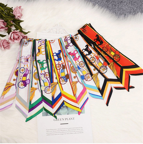 Design Letter Print Scarf For Women Brand Long Silk Skinny Scarfs