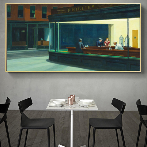 Wall Art Painting Wall Canvas Art Poster and Print Wall Art Nighthawks by Edward Hopper Picture for Living Room Home Decor ► Photo 1/6