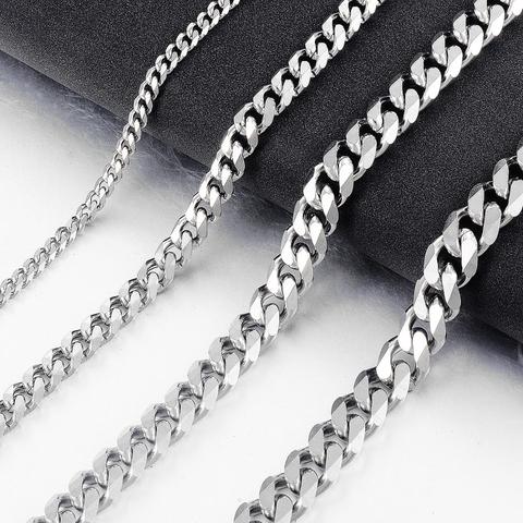 Curb Cuban Mens Necklace Chain Stainless Steel Necklaces for Men Fashion Jewelry 3.5mm/5mm/7mm/9mm ► Photo 1/2