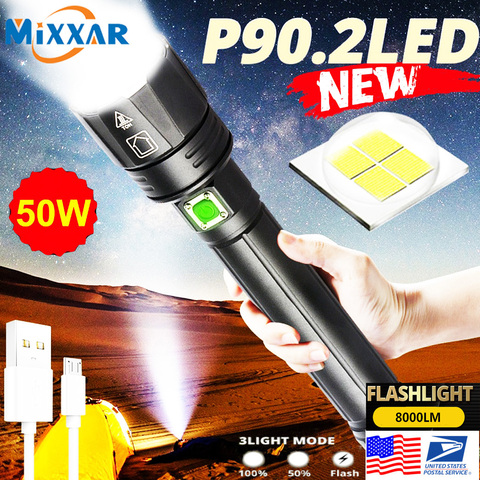 ZK20 2022 NEW YEAR Gift XHP90.2 Ultra Powerful 26650 LED Flashlight XLamp USB Rechargeable XHP70 Tactical Light 18650 Zoom Camp ► Photo 1/6