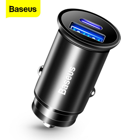 Baseus Metal Quick Charge USB Car Charger For iPhone Xiaomi Huawei QC4.0 QC3.0 VOOC Auto Type C PD Fast Car Mobile Phone Charger ► Photo 1/6