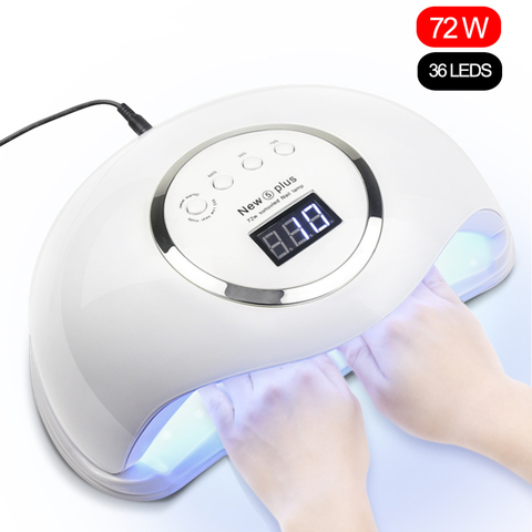 NEW5 PLUS 72W UV Lamp UV LED Lamp Nail Dryer UV LED Nail Gel Polish Curing Nail Lamp with Bottom Timer LCD Display for Manicure ► Photo 1/6