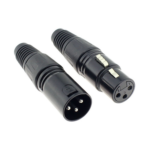 1pc XLR 3Pins Audio Microphone Cable Connector Black Male Female Plug Cable Connector Adapter ► Photo 1/6