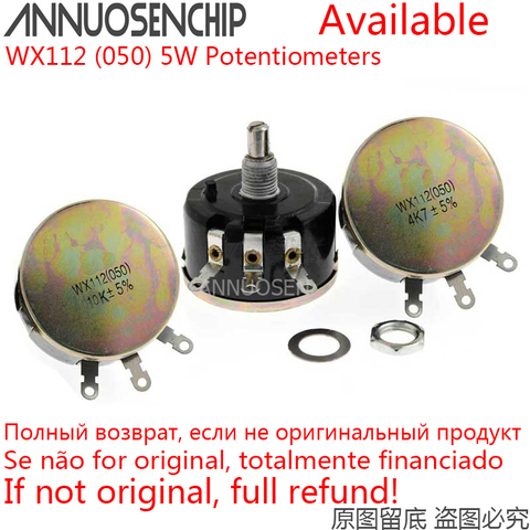 WX112 (050) 5W Single Circle Wire Wound Potentiometer 100R 220R 1K 2K2 4K7 10K 22K 33K 47K 100 220 2.2K 4.7K ohm WX050 ► Photo 1/1