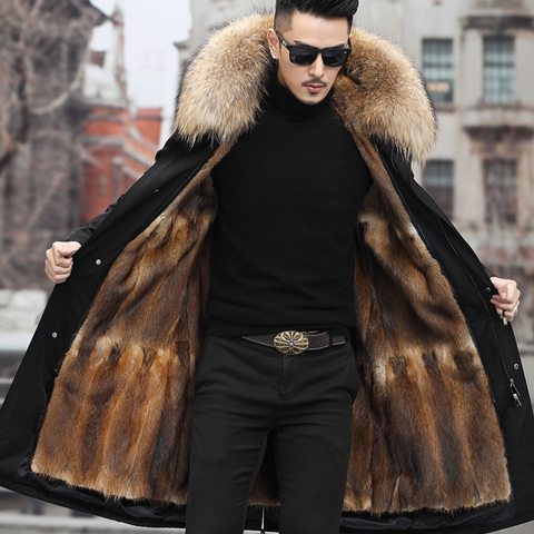 2022 Winter Jacket Men X-Long Parka Real Rabbit Fur Coat Natural Raccoon Fur Collar Hood Thick Warm Streetwear Parkas New ► Photo 1/6