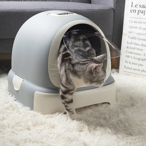 Cat Litter Box Reduces Litter Tracking Odor Large Cat Litter Box Hooded Litter Tray Kitten Toilet Well Designed Space Efficient ► Photo 1/6