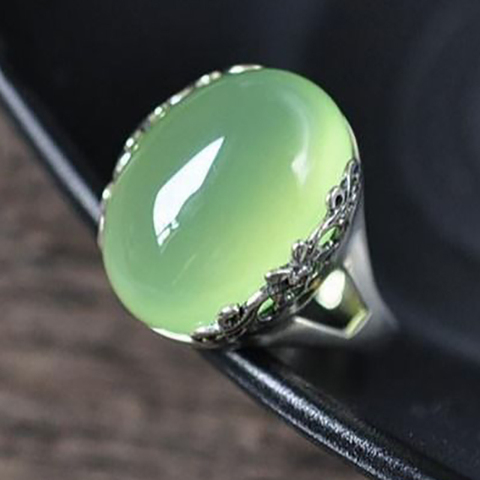 New Silver Original Inlaid Green jade Ring Female Models Chinese Retro Atmosphere Pigeon Egg Light Luxury Women's Gift ► Photo 1/6