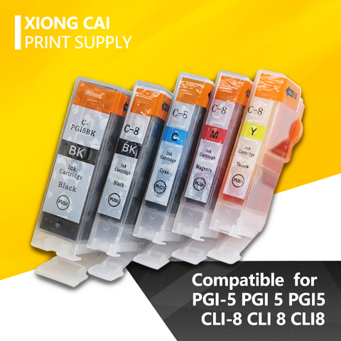 5pcs Compatible Ink Cartridges PGI-5 CLI-8 PGI5 CLI8 for Canon PIXMA iP4200 iP4300 iP4500 MP500 iP5200  MP530 MP600 MP610 MP800 ► Photo 1/6