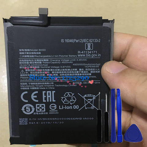 New Original 5020mAh BN53 Battery For Xiaomi Redmi note 9 Pro 9s Bateria Mobile Phone Batteries + Tools ► Photo 1/2