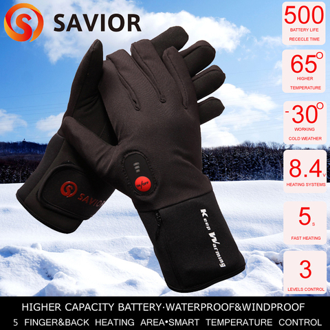 SAVIOR Biking Electric Battery Heated Gloves for Winter Sports Motorcycling Riding Skiing Hunting Fishing Gloves ► Photo 1/6