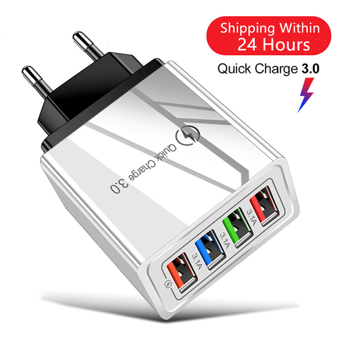 USB Charger Quick Charge 4.0 3.0 3.1A Fast Charging Power Adapter Charger For Samsung iPhone 11 7 X 4 Ports Mobile Phone Charger ► Photo 1/6