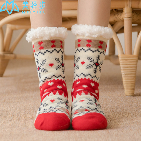 1 Pair Thick Warm Floor Sock Non-slip Home Female Floor Socks Christmas Gifts Cartoon Carpet Socks for Winter ► Photo 1/6