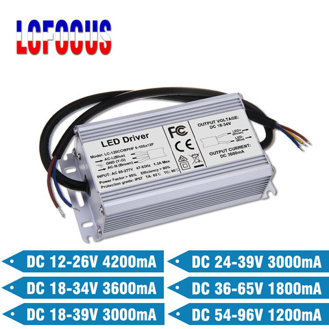 100W 120W LED Driver IP67 Waterproof 100 120 W Watt Transformers 85-265V 3000mA 3600mA For LED Chip DIY Grow Light Floodlight ► Photo 1/6