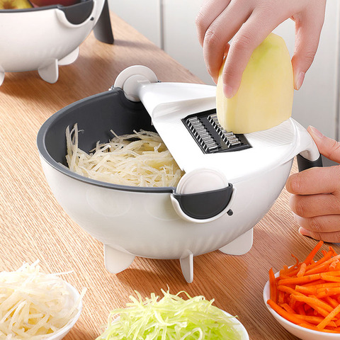 Multifunctional Vegetable Slicer Cutter Shredder Manual Mandoline Chopper Potato Carrot Cheese Grater 2 in 1 Draining Basket ► Photo 1/6