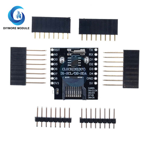 For Wemos D1 Mini Real Time Clock Data Log Logger Module RTC DS1307 Calendar Chip Micro SD For Arduino Raspberry ► Photo 1/6